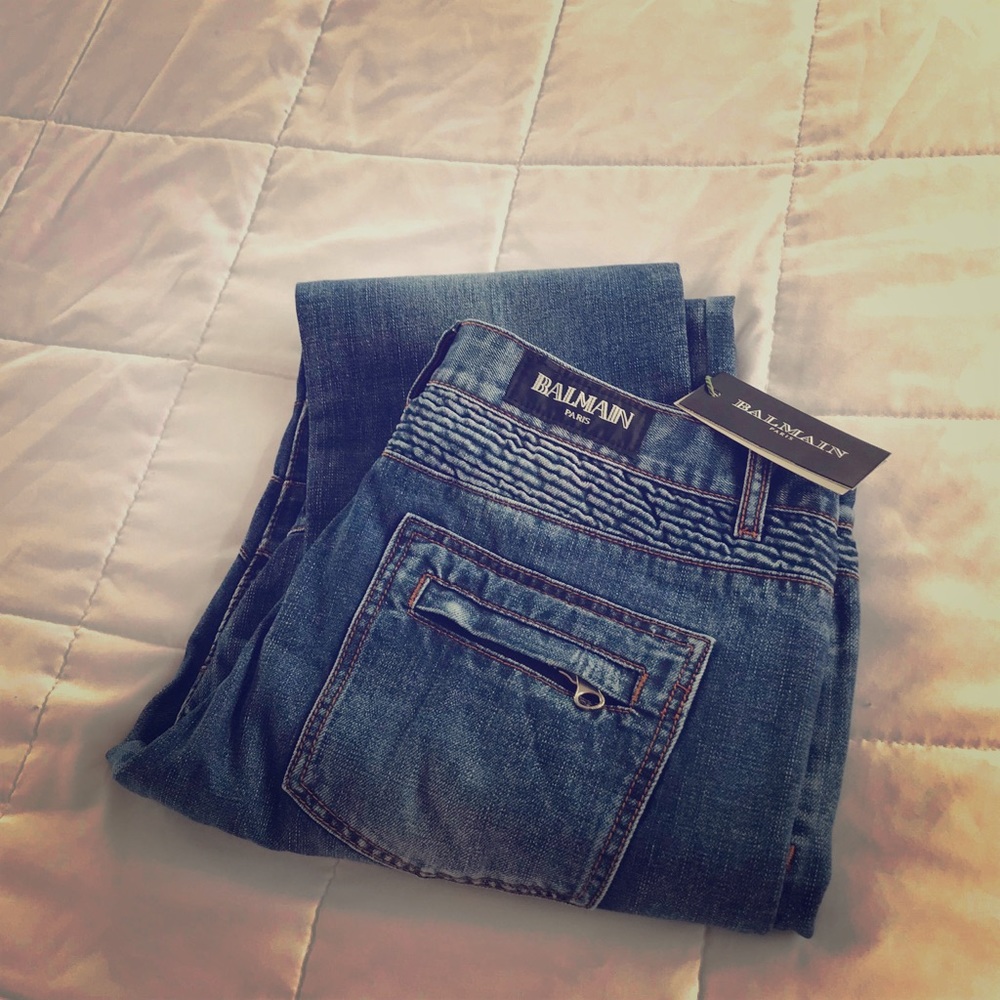 Balmain biker jeans.        $250 obo